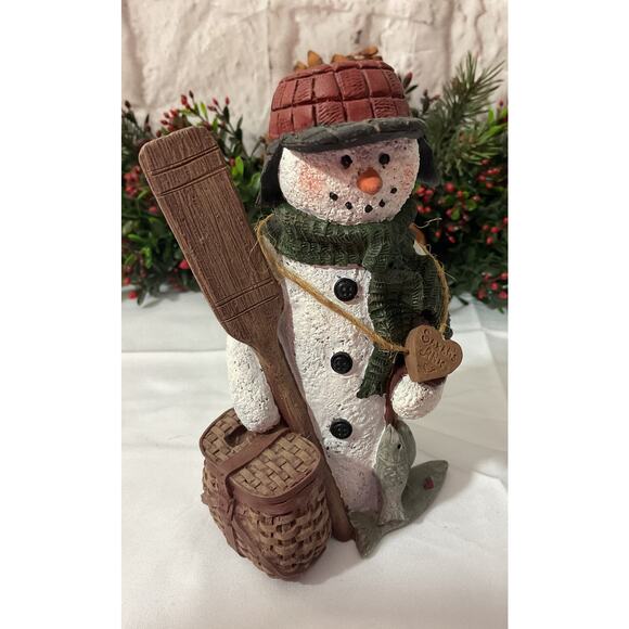 Vtg Sarah's Attic Snowman Figurine Limited Edition #62 of 4000 Fishing - Picture 1 of 6